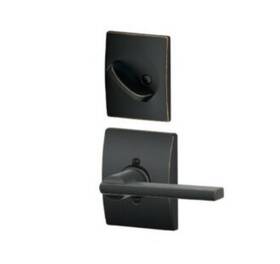 Schlage 043156259397 F59 Lat 716 Cen Latitude Interior With Deadbolt Handleset Aged Bronze