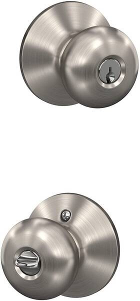 F51a Schlage 043156420346 Plymouth Keyed Entry Panic Proof Door Knob Set Ply 619 Satin Nickel