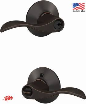 F51a Schlage 043156420674 Accent Keyed Entry Door Lever Aged Bronze Classic