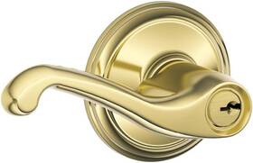 F51a Schlage 043156420681 Fla 605 Flair Lever Keyed Entry Lock Bright Brass