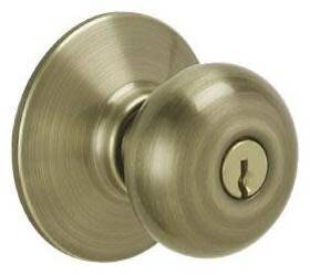 F51aply609 Schlage 043156427192 F51-ply Brass Plymouth Keyed Entry Panic Proof Door Knob Set