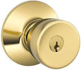 Schlage 043156427901 F51-and Bright Brass Andover Keyed Entry Panic Proof Door Knob Set Round