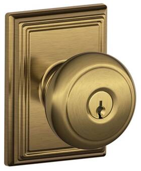 Schlage 043156427970 F51-and-add Andover Keyed Entry Door Knob Set - Brass