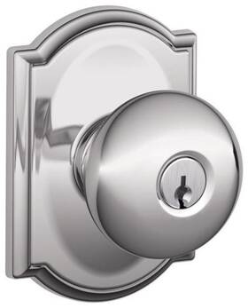 F51aply625cam Schlage 043156429691 F51-ply-cam Plymouth Keyed Entry Door Knob Set - Chrome