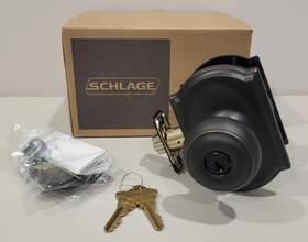 F51a Schlage 043156448586 Geo 716 Cam. C Keyed Entry Lock Aged Bronze Doorknob New With Keys