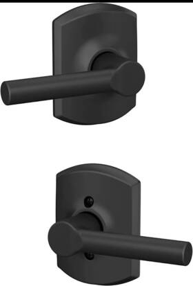 Schlage 043156457175 F10 Brw 622 Grw Broadway Door Lever With Greenwich Trim Matte Black