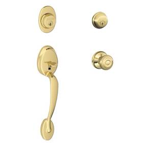 Schlage 043156467792 Nib Plymouth Bright Brass Entrance Handleset F62 Ply 605 New
