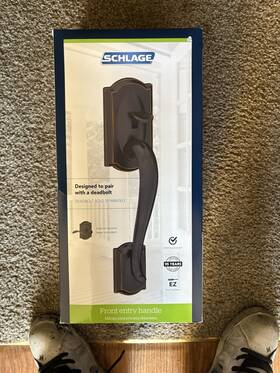 Fe285-cam Schlage 043156542833 New Camelot Aged Bronze Accent Entry Door Handle With Lever