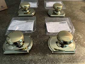F170ply605cam Schlage 043156790135 4 F170 Ply 605 Cam Plymouth Non-turning Dummy Door Knobs Bright Brass