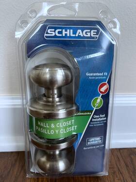 Fa10v Schlage 043156834723 New And Limited Andover Door Knob / Hall Closet 619 Satin Nickel