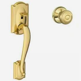 Schlage 043156908288 Camelot Bright Brass Front Entry Handle Georgian Interior Knob