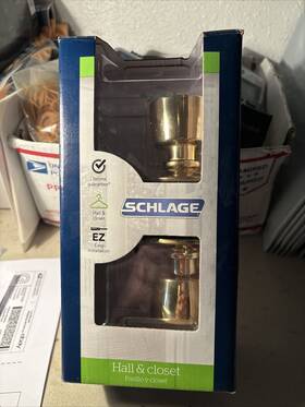 Schlage 043156961153 Bell Knob Polished Brass Hall/closet Door New Sealed