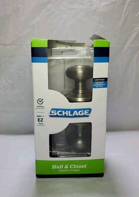 Schlage 043156961252 Georgian Door Knob Hall And Closet Antique Brass Keyless Non Locking