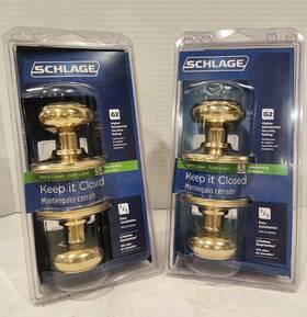 04315696132 Schlage Two 2 New Hall And Closet Door Knobs Non-locking G2 Bhma Certified Nib