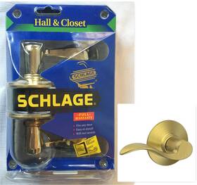F10v Schlage 043156974368 Bright Brass Hall/closet Door Lever Passage Left Hand F10 V Acc 605 Nib
