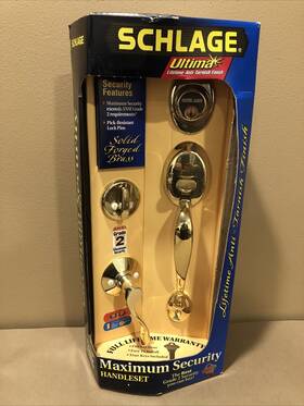 F360v Schlage 043156985920 Max Security Handleset Solid Brass Grade 2. For Left Hand Door