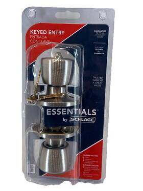 1004300478 Schlage Essentials Brill Stainless Steel Keyed Entry Door Knob
