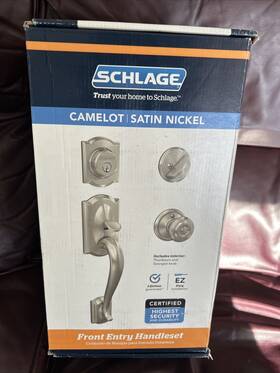 Schlage 194555135345 No Keys Plymouth Front Door Entry Handleset And Deadbolt F60 Cam 619 Geo
