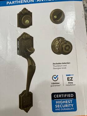 F60par609geo Schlage 194555135406 Parthenon Antique Single Cylinder Handle Set Georgian Knob
