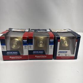 F51a Schlage 194555138001 3 Bowery Satin Brass Keyed Entry Door Knob With Collins Trim