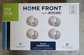 Schlage 194555178403 Home Front By Satin Nickel Hall And Closet - 4 Pack Doorknobs Nib
