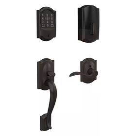 Schlage 313090987909 Camelot Aged Bronze Encode Plus Smart Wifi Deadbolt And Handleset Grip With Acce