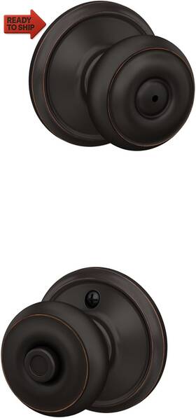 Schlage 445042338361 F40 Geo 716 Georgian Door Knob Bed And Bath Privacy Lock Aged Bronze