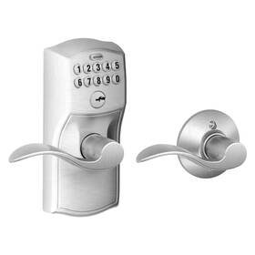 Schlage 711181591873 Electronic Door Lock Satin Chrome Keypad Keyless Entry With Accent Lever
