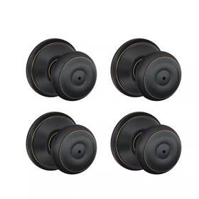 Schlage 726084841710 Pack Of 4 Georgian Aged Bronze Push Button Locking Privacy Bed/bath Door Knobs