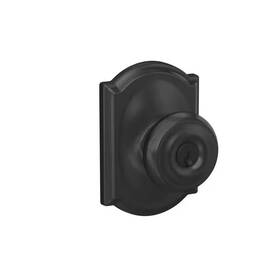 Schlage 744759760050 Georgian Matte Black Keyed Entry Door Knob With Camelot Trim