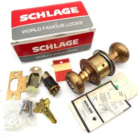 A53-wo Schlage Two 2 Keyed Alike Claremont 616 Antique Bronze Bell Entry Locksets Nos