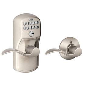 B00486u3tk Schlage Fe575 Ply 619 Plymouth Keypad Entry Auto-lock Accent Levers Satin Nickel