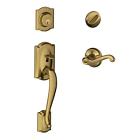 Schlage Camelot Single Cylinder Antique Brass Handle Set With Left-hand 043156195756