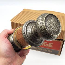 D172 Schlage Vintage Door Knob Etched Brass Claremont Non Turning No Latch