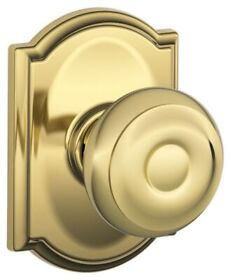 F10geo605cam Schlage F10-geo-cam Georgian Passage Door Knob Set Brass