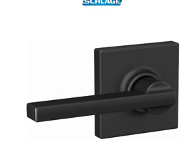 F10lat622col Schlage Black Latitude Passage Door Lever Set With Collins Trim