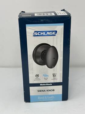 F10sie622 Schlage Matte Black Siena Passage Door Knob For Hall And Closet Doors