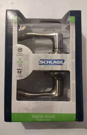 F10vacc619 Schlage Hall And Closet Finish Satin Nickel Door Knob Single Lever New