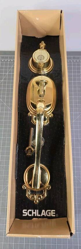 F160nv Schlage Grip Handle Entrance Lock With Deadbolt 605 Gold New Old Stock