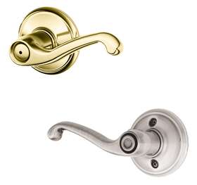 F40-fla-rh Schlage Flair Right Handed Privacy Door Lever Set - Brass