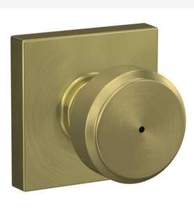 F40bwe608col Schlage New Bowery Privacy Door Knob Set With Collins Trim Brass