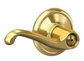 F40fla605 Schlage F40 Acc 605 Accent Door Lever Bed And Bath Privacy Lock Bright Brass