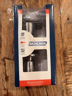 F51abel626 Schlage Keyed Entry Door Knob Satin Nickel Finish Exterior Lock Set Ez Install