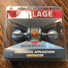 F51csv4orb626 Schlage F51cs V 4 Orb 626 Keyed Entry Door Knob Set - Satin Chrome New