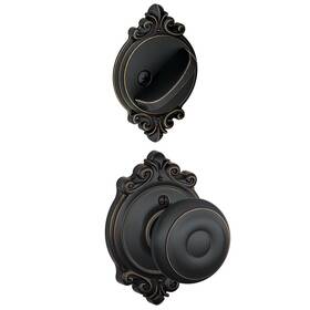 Schlage F59-geo-brk F59 Geo 716 Brk Brookshire Collection Georgian Handleset Interior Knob Aged