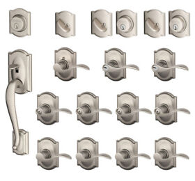 F600-cam-acc-lh Schlage Camelot Complete House Door Hardware Nickel