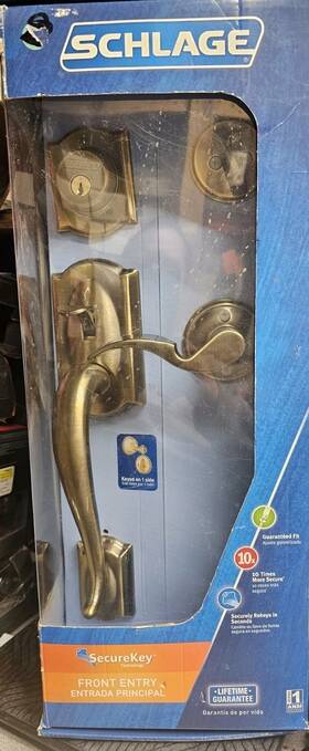 F60sk Schlage V Cam 609 Ava Camelot Outside Avanti Inside Antique Brass