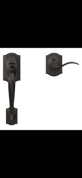 Fe285ggrw716sacgrw Schlage Camelot Aged Bronze Entry Door Handleset With Accent Lever
