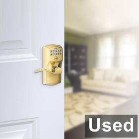 10-027 Schlage Fe595 16-234 Camelot By Accent Keypad Lever With Flex Lock Bright Brass