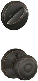 Schlage Georgian Interior Knob With Deadbolt Aged Bronze Half Only